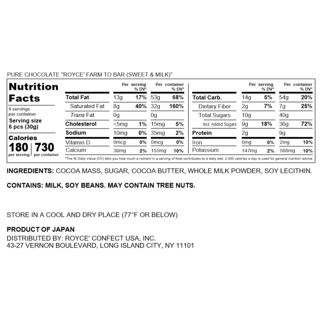 Pure Chocolate "ROYCE' Farm to Bar (Sweet & Milk)" - Image 6